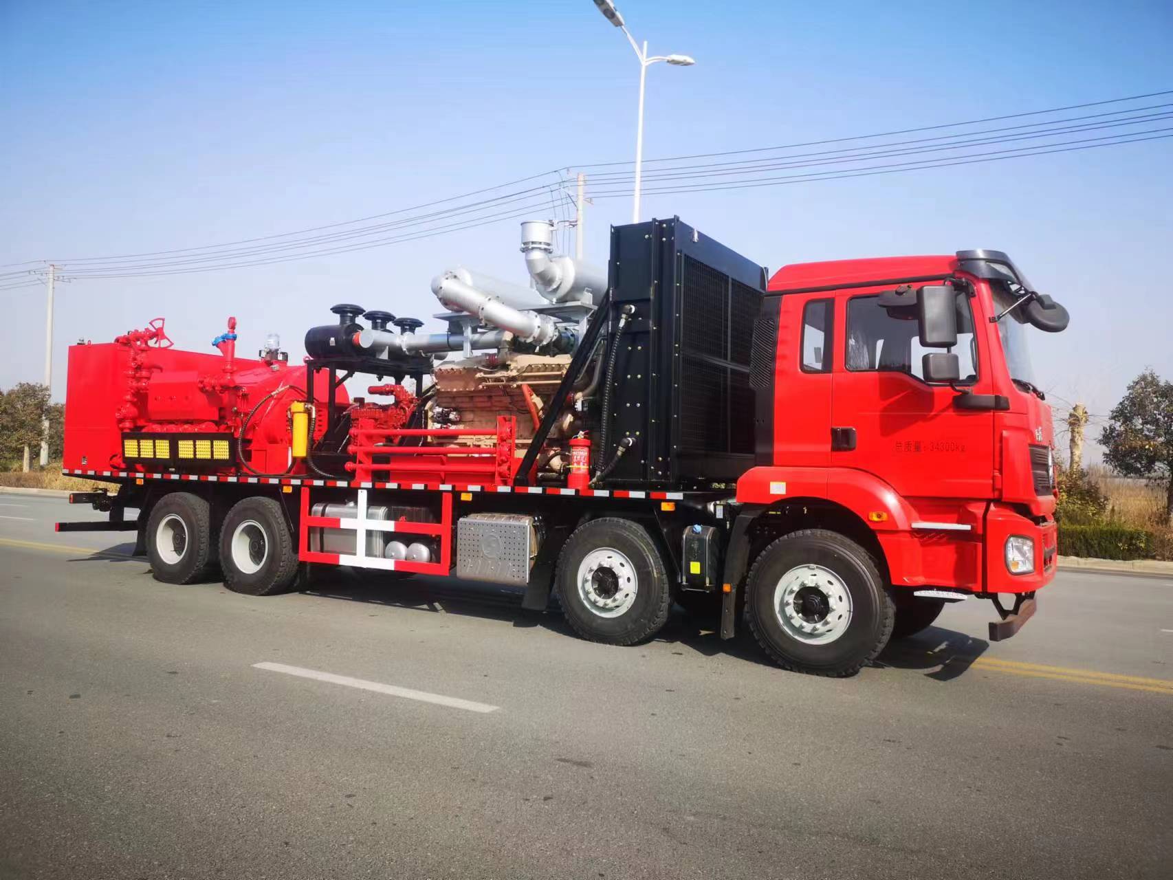 Mobile oilfield equipment prepared for field operation